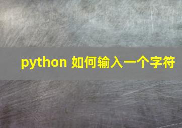 python 如何输入一个字符